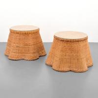 2 Wicker Occasional Tables, Manner of Karl Springer - Sold for $2,210 on 05-25-2019 (Lot 518).jpg